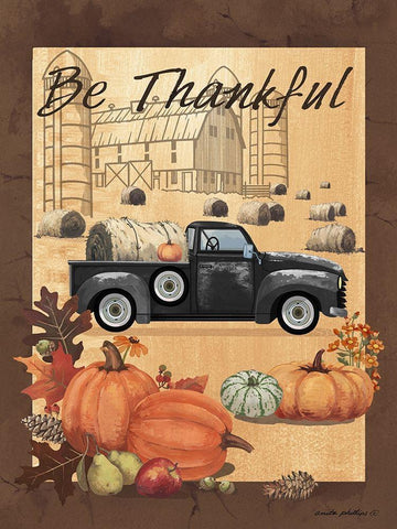 Be Thankful III White Modern Wood Framed Art Print with Double Matting by Phillips, Anita