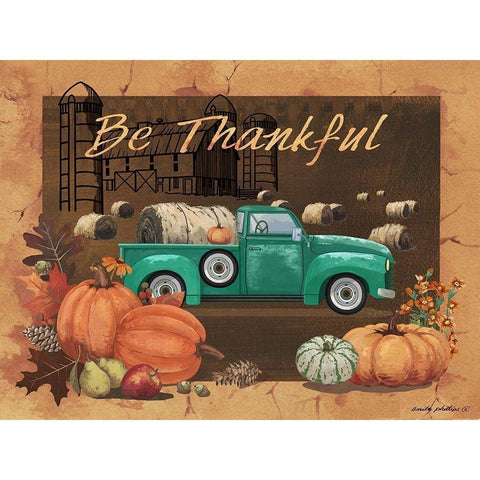 Be Thankful IV Gold Ornate Wood Framed Art Print with Double Matting by Phillips, Anita