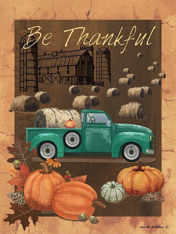 Be Thankful VI Black Ornate Wood Framed Art Print with Double Matting by Phillips, Anita