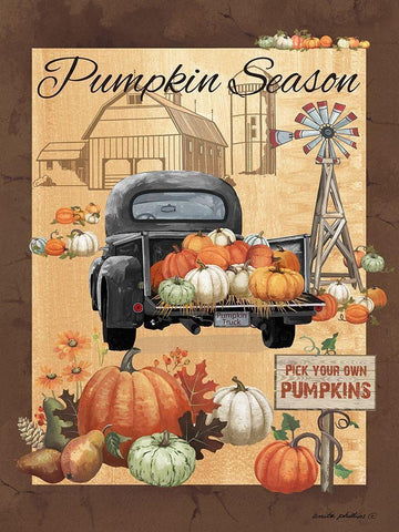 Pumpkin Season III White Modern Wood Framed Art Print with Double Matting by Phillips, Anita