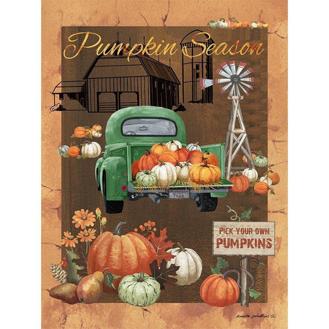 Pumpkin Season VI White Modern Wood Framed Art Print by Phillips, Anita