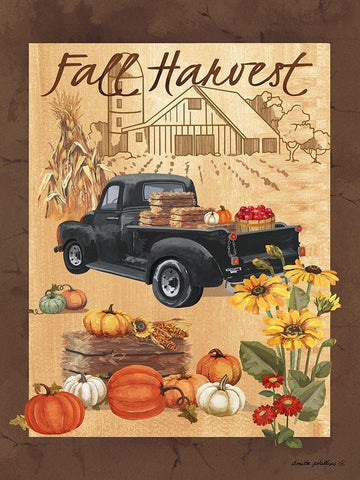 Fall Harvest III Black Ornate Wood Framed Art Print with Double Matting by Phillips, Anita