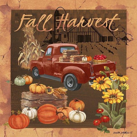 Fall Harvest V Black Modern Wood Framed Art Print by Phillips, Anita