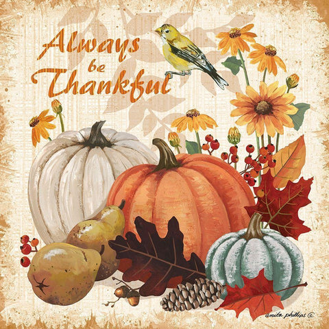 Always Thankful Black Modern Wood Framed Art Print with Double Matting by Phillips, Anita