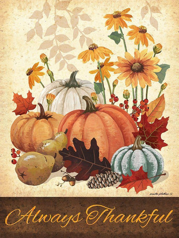 Always Thankful Black Ornate Wood Framed Art Print with Double Matting by Phillips, Anita