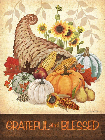 Grateful and Blessed Black Ornate Wood Framed Art Print with Double Matting by Phillips, Anita