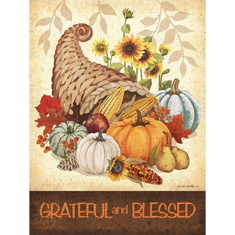 Grateful and Blessed White Modern Wood Framed Art Print by Phillips, Anita