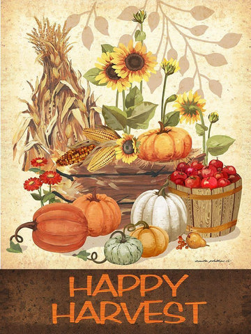 Happy Harvest White Modern Wood Framed Art Print with Double Matting by Phillips, Anita