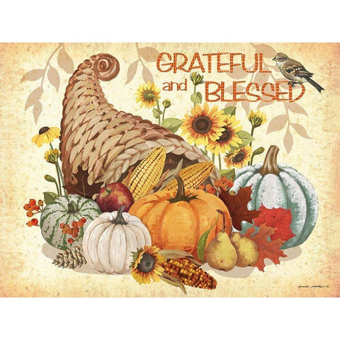 Grateful and Blessed Black Modern Wood Framed Art Print by Phillips, Anita