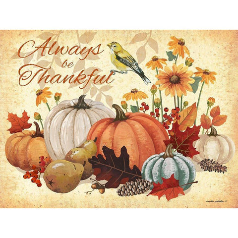 Always Thankful Gold Ornate Wood Framed Art Print with Double Matting by Phillips, Anita