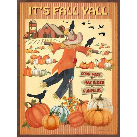 Its Fall Yall II Gold Ornate Wood Framed Art Print with Double Matting by Phillips, Anita