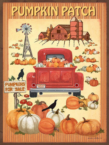 Pumpkin Patch II Black Ornate Wood Framed Art Print with Double Matting by Phillips, Anita