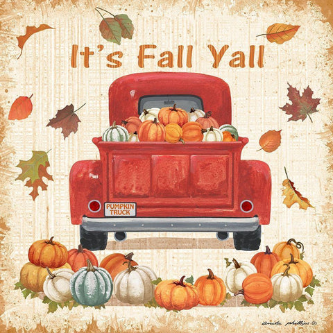 Its Fall Yall Gold Ornate Wood Framed Art Print with Double Matting by Phillips, Anita