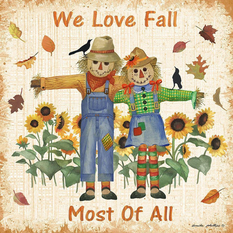 We Love Fall Black Ornate Wood Framed Art Print with Double Matting by Phillips, Anita