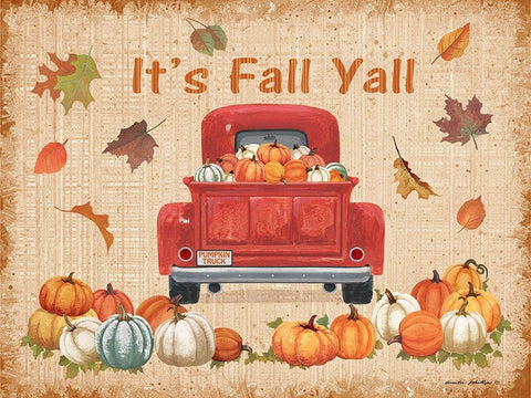 Its Fall Yall White Modern Wood Framed Art Print with Double Matting by Phillips, Anita