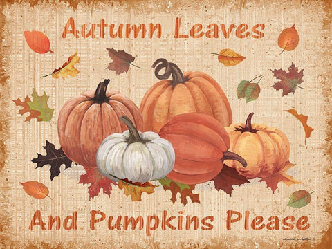 Pumpkins Please White Modern Wood Framed Art Print with Double Matting by Phillips, Anita