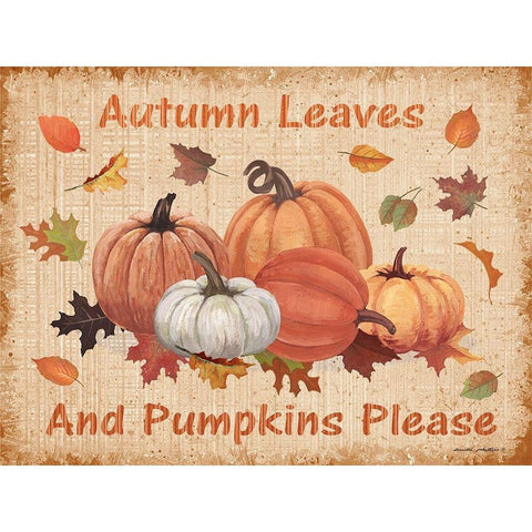 Pumpkins Please Gold Ornate Wood Framed Art Print with Double Matting by Phillips, Anita