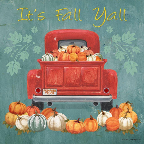 Its Fall Yall White Modern Wood Framed Art Print with Double Matting by Phillips, Anita