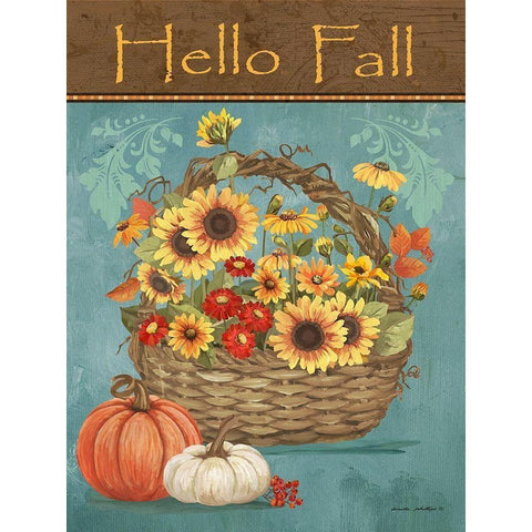 Hello Fall White Modern Wood Framed Art Print by Phillips, Anita