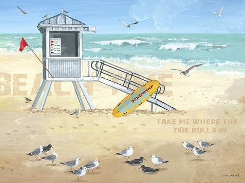 Where the Tide Rolls In Black Ornate Wood Framed Art Print with Double Matting by Phillips, Anita