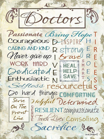 Doctors Are Black Ornate Wood Framed Art Print with Double Matting by Phillips, Anita