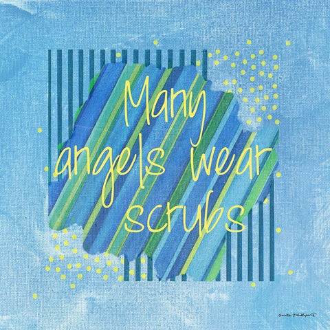Angels Wear Scrubs Black Modern Wood Framed Art Print with Double Matting by Phillips, Anita