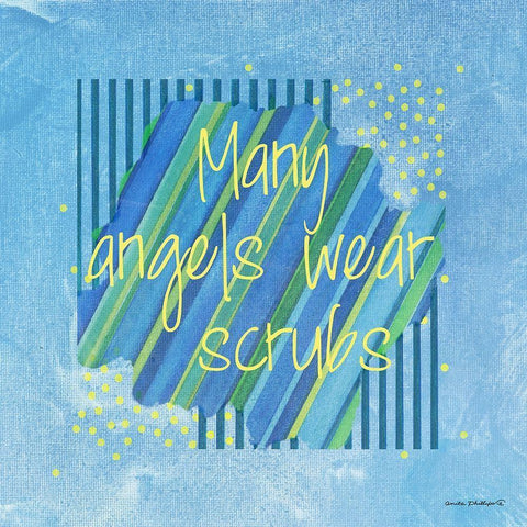 Angels Wear Scrubs White Modern Wood Framed Art Print with Double Matting by Phillips, Anita