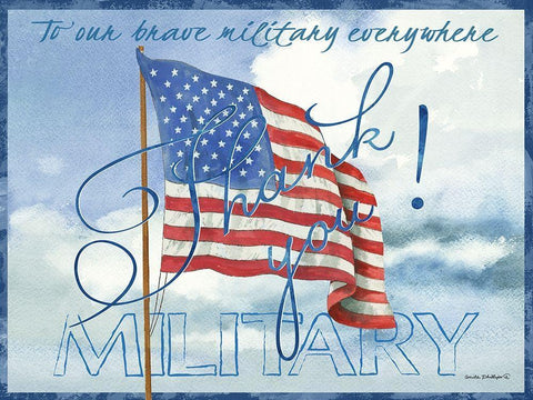 Thank You Military Black Ornate Wood Framed Art Print with Double Matting by Phillips, Anita
