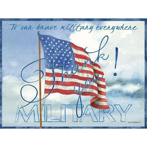 Thank You Military Black Modern Wood Framed Art Print by Phillips, Anita