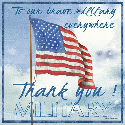 Thank You Military Sq. White Modern Wood Framed Art Print with Double Matting by Phillips, Anita