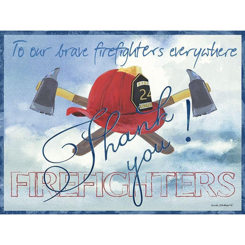 Thank You Firefighters Gold Ornate Wood Framed Art Print with Double Matting by Phillips, Anita