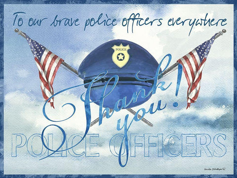 Thank You Police Officers White Modern Wood Framed Art Print with Double Matting by Phillips, Anita