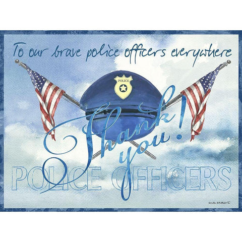 Thank You Police Officers Black Modern Wood Framed Art Print with Double Matting by Phillips, Anita