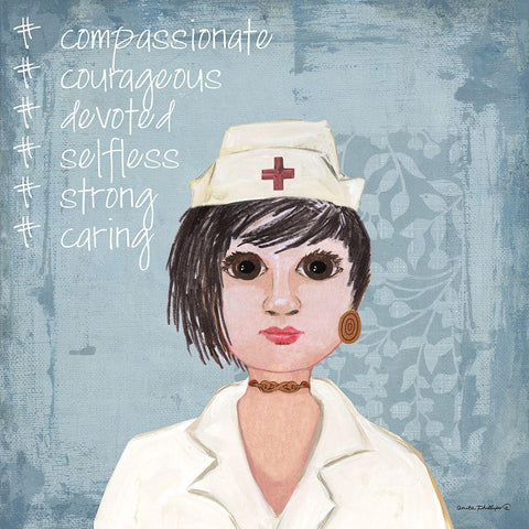 Hashtag Nurses Black Ornate Wood Framed Art Print with Double Matting by Phillips, Anita