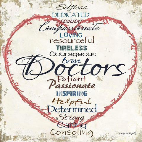 Doctors Heart Black Modern Wood Framed Art Print by Phillips, Anita