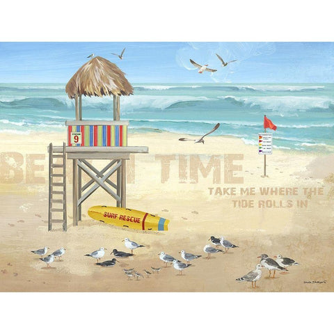 Where the Tide Rolls In White Modern Wood Framed Art Print by Phillips, Anita
