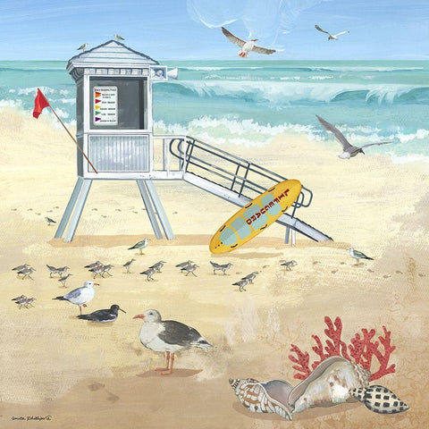 Lifeguard IV Black Ornate Wood Framed Art Print with Double Matting by Phillips, Anita