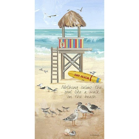 A Walk on the Beach Black Modern Wood Framed Art Print by Phillips, Anita