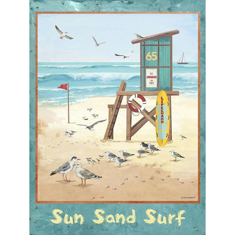 Sea, Sand, Surf White Modern Wood Framed Art Print by Phillips, Anita