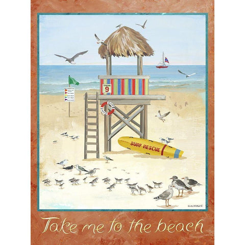 To the Beach Black Modern Wood Framed Art Print by Phillips, Anita