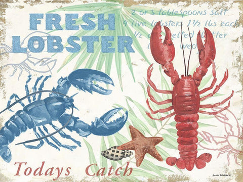 Fresh Lobster - Beige White Modern Wood Framed Art Print with Double Matting by Phillips, Anita