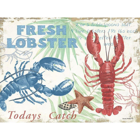 Fresh Lobster - Beige Black Modern Wood Framed Art Print with Double Matting by Phillips, Anita