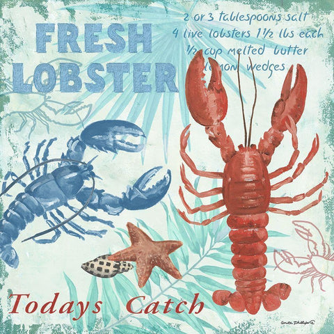 Fresh Lobster Gold Ornate Wood Framed Art Print with Double Matting by Phillips, Anita