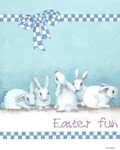 Bunny Gift White Modern Wood Framed Art Print with Double Matting by Phillips, Anita