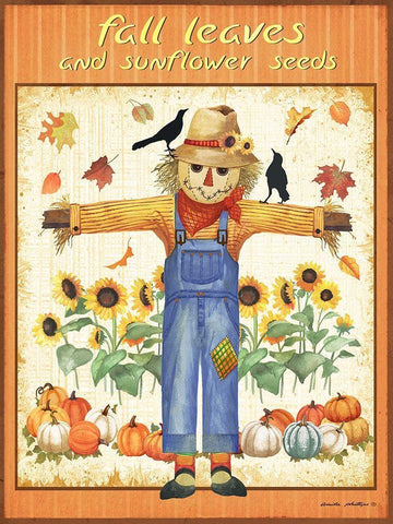 Fall Leaves Black Ornate Wood Framed Art Print with Double Matting by Phillips, Anita