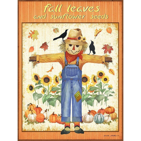 Fall Leaves Gold Ornate Wood Framed Art Print with Double Matting by Phillips, Anita