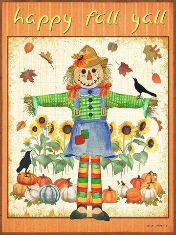 Fall Leaves White Modern Wood Framed Art Print with Double Matting by Phillips, Anita