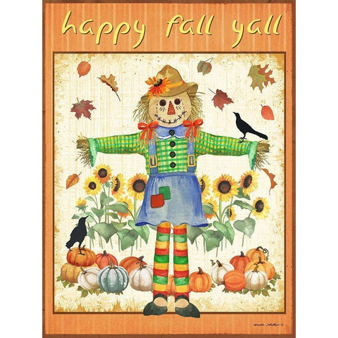 Fall Leaves Black Modern Wood Framed Art Print by Phillips, Anita