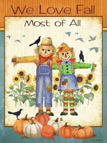 Love Fall Black Ornate Wood Framed Art Print with Double Matting by Phillips, Anita