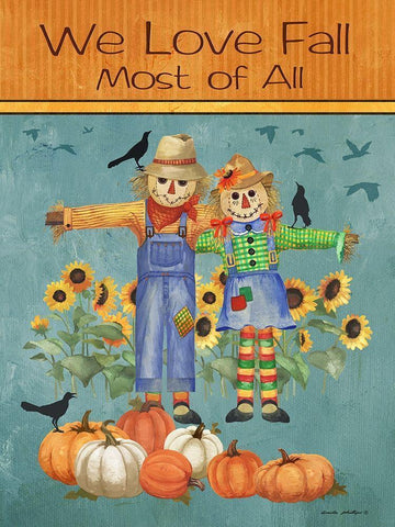 Love Fall White Modern Wood Framed Art Print with Double Matting by Phillips, Anita